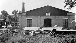 Clyde Cessna's Wichita's factory at the Jones Car Company factory.  Public Domain photo courtesy of Wikipedia.org article 'Clyde Cessna'. - CLICK ON PHOTO TO ENLARGE