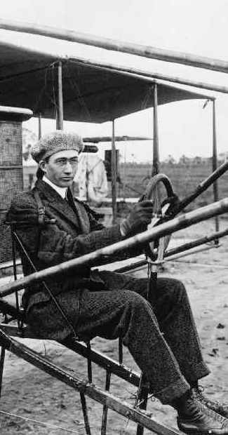 Glenn L. Martin in his first biplane, circa 1909;  CLICK TO ENLARGE & EXPAND